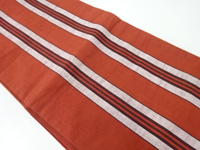 アンティーク　綿紬縞模様織出し全通袋帯（材料）